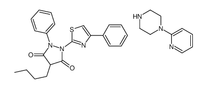 4-butyl-1-phenyl-2-(4-phenyl-1,3-thiazol-2-yl)pyrazolidine-3,5-dione, 1-pyridin-2-ylpiperazine structure