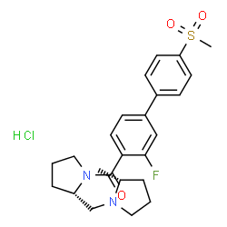 (3-fluoro-4'-(Methylsulfonyl)-[1,1'-biphenyl]-4-yl)((S)-2-(((R)-2-Methylpyrrolidin-1-yl)Methyl)pyrrolidin-1-yl)Methanone hydrochloride结构式