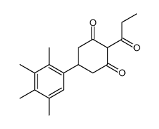 2-propanoyl-5-(2,3,4,5-tetramethylphenyl)cyclohexane-1,3-dione结构式