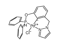 2-(pyrazol-1-ylmethyl)-6-(diphenylphosphinoxy)phenylchloropalladium(II)结构式