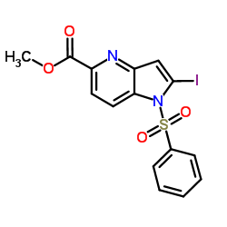 Methyl 2-iodo-1-(phenylsulfonyl)-1H-pyrrolo[3,2-b]pyridine-5-carboxylate Structure