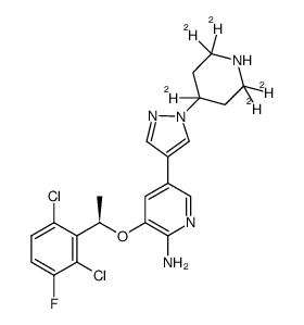(R)-3-(1-(2,6-dichloro-3-fluorophenyl)ethoxy)-5-(1-(piperidin-4-yl-2,2,4,6,6-d5)-1H-pyrazol-4-yl)pyridin-2-amine Structure