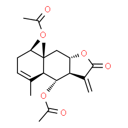 (3aR)-4α,8β-Bis(acetyloxy)-3aα,4,4aα,7,8,8a,9,9aβ-octahydro-5,8aβ-dimethyl-3-methylenenaphtho[2,3-b]furan-2(3H)-one structure