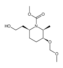 Methyl (-)-6-(2-hydroxyethyl)-3-(methoxymethoxy)-2-methylpiperidine-1-carboxylate结构式