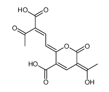 3-Acetyl-6-(3-carboxy-4-hydroxy-1,3-pentadienyl)-2-oxo-2H-pyran-5-carboxylic acid结构式