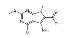 methyl 5-amino-4-chloro-7-methyl-2-(methylsulfanyl)-7H-pyrrolo[2,3-d]pyrimidine-6-carboxylate结构式