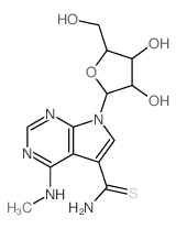 9-[3,4-dihydroxy-5-(hydroxymethyl)oxolan-2-yl]-5-methylamino-2,4,9-triazabicyclo[4.3.0]nona-1,3,5,7-tetraene-7-carbothioamide structure