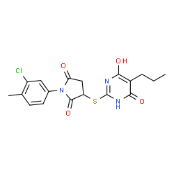 1-(3-chloro-4-methylphenyl)-3-[(4,6-dihydroxy-5-propyl-2-pyrimidinyl)thio]-2,5-pyrrolidinedione结构式