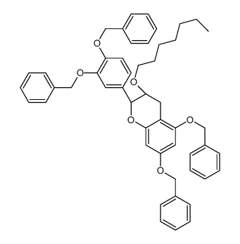 (2R-trans)-2-[3,4-bis(phenylmethoxy)phenyl]-3-(heptyloxy)-3,4-dihydro-5,7-bis(phenylmethoxy)-2H-1-benzopyran Structure