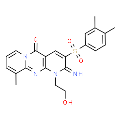 3-[(3,4-dimethylphenyl)sulfonyl]-1-(2-hydroxyethyl)-2-imino-10-methyl-1,2-dihydro-5H-dipyrido[1,2-a:2,3-d]pyrimidin-5-one structure