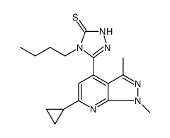 3H-1,2,4-Triazole-3-thione, 4-butyl-5-(6-cyclopropyl-1,3-dimethyl-1H-pyrazolo[3,4-b]pyridin-4-yl)-2,4-dihydro结构式