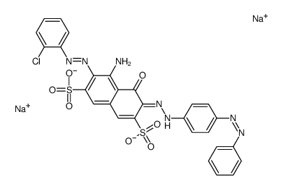 4-amino-3-[(2-chlorophenyl)azo]-5-hydroxy-6-[[4-(phenylazo)phenyl]azo]naphthalene-2,7-disulphonic acid, sodium salt结构式