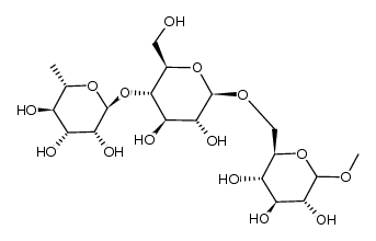 methyl α-L-rhamnosyl-(1->4)-O-β-D-glucopyranosyl-(1->6)-(α and β)-D-glucopyranoside结构式