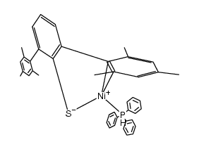 Ni(2,6-((η2-mesityl)mesityl)phenylthiolate)(triphenylphosphine)结构式