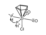 (cyclopentadienyl)zirconium(carbonyl)2(1,2-bis(dimethylphosphino)ethane)Cl Structure