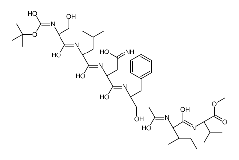 methyl (2S)-2-[[(2S,3S)-2-[[(3S,4S)-4-[[(2S)-4-amino-2-[[(2S)-2-[[(2S)-3-hydroxy-2-[(2-methylpropan-2-yl)oxycarbonylamino]propanoyl]amino]-4-methylpentanoyl]amino]-4-oxobutanoyl]amino]-3-hydroxy-5-phenylpentanoyl]amino]-3-methylpentanoyl]amino]-3-methylbu结构式