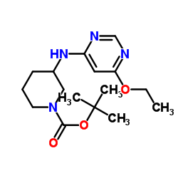 3-(6-Ethoxy-pyrimidin-4-ylamino)-piperidine-1-carboxylic acid tert-butyl ester结构式