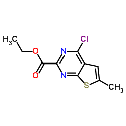 Ethyl 4-chloro-6-methylthieno[2,3-d]pyrimidine-2-carboxylate结构式