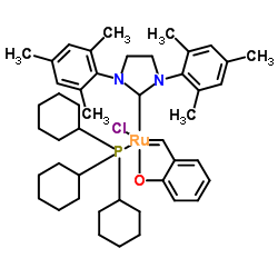 [1,3-双(2,4,6-三甲基苯基咪唑啉-2-基)](三环己基膦)-(2-氧代亚苄基)氯化钌(II)LatMet图片