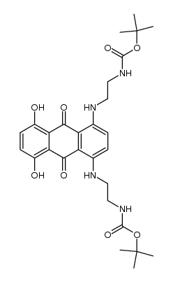 di-tert-butyl (((5,8-dihydroxy-9,10-dioxo-9,10-dihydroanthracene-1,4-diyl)bis(azanediyl))bis(ethane-2,1-diyl))dicarbamate Structure