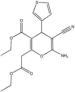 ethyl 6-amino-5-cyano-2-(2-ethoxy-2-oxoethyl)-4-(3-thienyl)-4H-pyran-3-carboxylate结构式