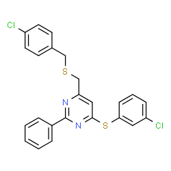 4-([(4-CHLOROBENZYL)SULFANYL]METHYL)-6-[(3-CHLOROPHENYL)SULFANYL]-2-PHENYLPYRIMIDINE Structure