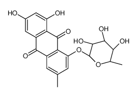 1,3-dihydroxy-6-methyl-8-[(3S,4S,5S,6R)-3,4,5-trihydroxy-6-methyloxan-2-yl]oxyanthracene-9,10-dione结构式