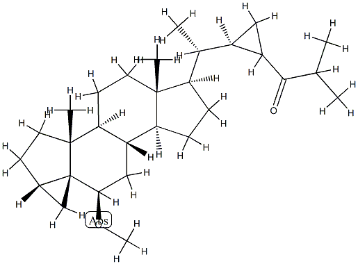 6β-Methoxy-3β,5α-cyclo-28,33-dinorgorgost-24-one结构式