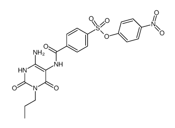 Benzenesulfonic acid,4-[[(4-amino-1,2,3,6-tetrahydro-2,6-dioxo-1-propyl-5-pyrimidinyl)amino]carbonyl]-,4-nitrophenyl ester Structure