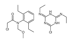 2-chloro-N-(2,6-diethylphenyl)-N-(methoxymethyl)acetamide,6-chloro-2-N,4-N-diethyl-1,3,5-triazine-2,4-diamine结构式