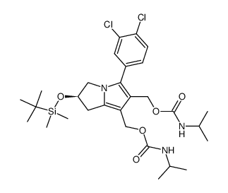 2-O-(tert-butyldimethylsilyl)-5-(3,4-dichlorophenyl)-6,7-bis(hydroxymethyl)-2,3-dihydro-1H-pyrrolizine bis(2-propylcarbamate)结构式