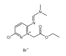 3-chloro-6-(dimethylamino-methyleneamino)-1-ethoxycarbonylmethyl-pyridazin-1-ium bromide Structure