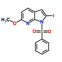 1-(Phenylsulfonyl)-2-iodo-6-Methoxy-7-azaindole Structure