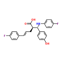 (2R,4E)-5-(4-Fluorophenyl)-2-[(S)-[(4-fluorophenyl)amino](4-hydroxyphenyl)methyl]-4-pentenoic acid结构式