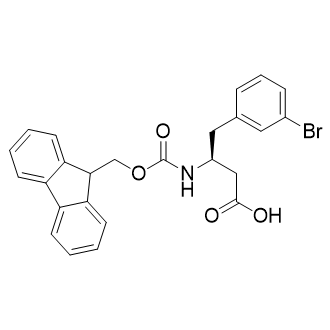 (S)-3-((((9H-Fluoren-9-yl)methoxy)carbonyl)amino)-4-(3-bromophenyl)butanoic acid structure