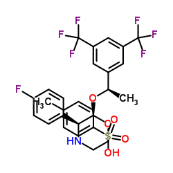 (2R,3S)-2-[(1R)-1-[3,5-双(三氟甲基)苯基]乙氧基]-3-(4-氟苯基)吗啉对苯甲磺酸盐结构式