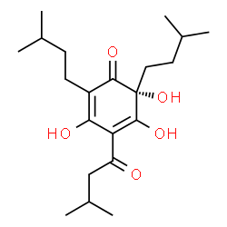 3,5,6-Trihydroxy-2,6-bis(3-methylbutyl)-4-(3-methyl-1-oxobutyl)-2,4-cyclohexadien-1-one结构式