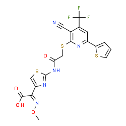 {2-[({[3-cyano-6-(2-thienyl)-4-(trifluoromethyl)-2-pyridinyl]sulfanyl}acetyl)amino]-1,3-thiazol-4-yl}(methoxyimino)acetic aci picture