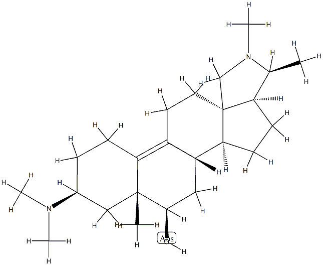 3β-(Dimethylamino)-5-methyl-19-nor-5β-conanin-9-en-6β-ol结构式