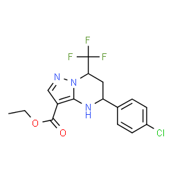 ethyl 5-(4-chlorophenyl)-7-(trifluoromethyl)-4,5,6,7-tetrahydropyrazolo[1,5-a]pyrimidine-3-carboxylate structure