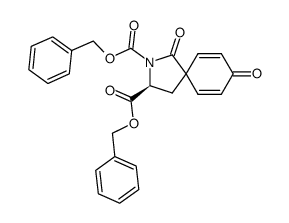 dibenzyl (S)-1,8-dioxo-2-azaspiro[4.5]deca-6,9-diene-2,3-dicarboxylate结构式