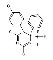 4,6-Dichloro-1-(4-chloro-phenyl)-2-phenyl-2-trifluoromethyl-1,2-dihydro-[1,3,5]triazine Structure