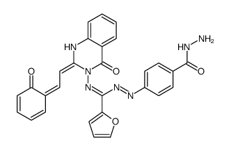 N-[4-(hydrazinecarbonyl)phenyl]imino-N'-[(2E)-4-oxo-2-[(2E)-2-(6-oxocyclohexa-2,4-dien-1-ylidene)ethylidene]-1H-quinazolin-3-yl]furan-2-carboximidamide Structure