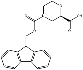 (R)-4-(((9H-芴-9-基)甲氧基)羰基)吗啉-2-羧酸结构式