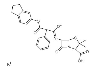 potassium,(2S,5R,6R)-6-[[3-(2,3-dihydro-1H-inden-5-yloxy)-3-oxo-2-phenylpropanoyl]amino]-3,3-dimethyl-7-oxo-4-thia-1-azabicyclo[3.2.0]heptane-2-carboxylate Structure