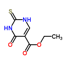 5-Pyrimidinecarboxylicacid, 1,2,3,4-tetrahydro-4-oxo-2-thioxo-, ethyl ester structure