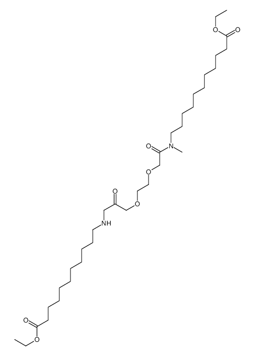 11-{[2-(2-{[(10-Ethoxycarbonyldecyl)methylcarbamoyl]methoxy}ethoxy)ace tyl]methylamino}-undecanoic acid, ethyl ester结构式