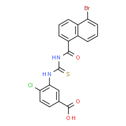 3-[[[[(5-BROMO-1-NAPHTHALENYL)CARBONYL]AMINO]THIOXOMETHYL]AMINO]-4-CHLORO-BENZOIC ACID structure