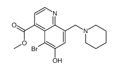 methyl 5-bromo-6-hydroxy-8-(piperidin-1-ylmethyl)quinoline-4-carboxylate结构式