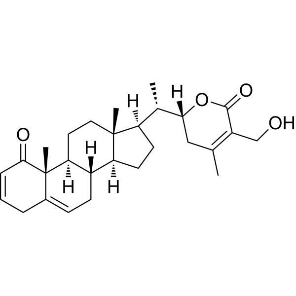 (22R)-27-Hydroxy-1-oxowitha-2,5,24-trienolide结构式